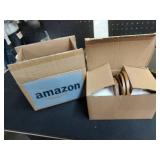 Adewnest Ceramic Salt and Pepper Bowls: 10 oz Stackable Spice Cellar with Wooden Lid - Stacked Seasoning Storage Containers for Kitchen Countertop - White, Set of 2