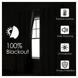 ChrisDowa White 100% Blackout Curtains for Bedroom with Black Liner, 2 Thick Layers Total Blackout Thermal Insulated Grommet Window Curtains 2 Panels Set (Pure White, 52 x 72 Inch)