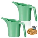 Relaxweex 2 Pcs Bird Seed Scoop, Pet Food Scoop Large Capacity Suitable Narrow Spout for Small Animal Food Tube Feeders Ease in Filling Bird Feeders, Green