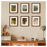 upsimples 8x10 Picture Frame Set of 5, Display Pictures 5x7 with Mat or 8 x 10 Without, Wall Gallery Photo Frames, Brown