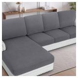H.VERSAILTEX Sectional Couch Covers 1 Piece Chaise Slipcover L Shape Separate Cushion Couch Cover for Both Left/Right Sectional Couch (Seat Only: 1 Chaises, Grey)