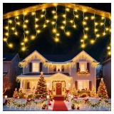 JDGJYDS 66 Ft Ice Lights for Outside, 640 LED Christmas Lights Outdoor Plug in, Christmas String Lights with 8 Modes & Timer for Holiday, Party, Wedding, House, Patio, Outdoor Decorations