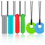 Chewy Necklaces for Sensory Kids, Silicone Chew Toy Necklaces for Aggressive Chewers with Autism, ADHD, SPD, or Special Need, 6 Packs