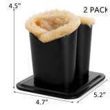 ZOOFOX 2 Pack Double Eyeglasses Holder, Plush Lined Leather Glasses Stand Case for Desk or Nightstand