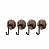 Adhesive Wooden Wall Hooks,4-Pack Farmhouse Decorative Natural Dark Walnut Wall Mounted Hooks for Towel,Keys,Hats,Coats,Robe, Bags& More - Durable & Stylish Home Decor for Entryway, Bathroom, Bedroom