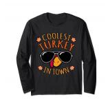 Coolest Turkey Funny Thanksgiving Family Men Women Graphic Long Sleeve T-Shirt M