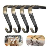 Nelyeqwo Christmas Stocking Holders for Mantle Set of 4, Heavy Duty Damage Free Stocking Hangers with Non-Slip Strips Mantle Fireplace Stocking Hooks for Christmas Party Decoration Bronze