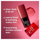 e.l.f. Sheer For It Blush Tint, Multi-Use, Long-Lasting Lip & Cheek Makeup, Creates A Natural Flush Finish, Vegan & Cruelty-Free, Left On Red