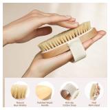 POPCHOSE Dry Brushing Body Brush, Natural Bristle Dry Skin Exfoliating Brush Body Scrub for Flawless Skin, Cellulite Reduction, Lymphatic Drainage and Blood Circulation Improvement
