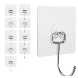 BaGushan Adhesive Wall Hooks for Hanging - 60lb Heavy Duty Waterproof & Rustproof, Sticky Hooks for Walls No Damage, Kitchen/Bathroom/Rental (Ganchos para Pared) 10-Pack