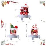 Alupssuc 3 Pcs Christmas Stocking Holders for Mantle, Christmas Stocking Hangers for Fireplace-Weighted Stocking Hooks for Mantel&Christmas Holiday Party Decoration-Candy Train