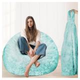 TRAVEVA Fluffy Faux Fur Bean Bag Chair Cover for Living Room(No Filler), Bean Bag Chairs Cover for Kids/Teens,Premium Furry Anti-Slip Bean Bag Cover for Organizing Plush Toys (Water Ripple)
