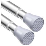 AIZESI 2PCS Tension Rods for Windows 28 to 48 Inch Spring Tension Curtain Rod 7/8 Inch Adjustable Curtain Rods Small Tension Rod No Drill Spring Tension Rod for Window or Shower, Silver