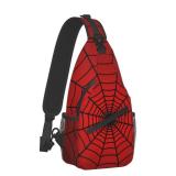 Red Spider Web Unisex Crossbody Backpack Sling Bag for Men Women One Shoulder Chest Bags Triangle Rucksack Strap for Gym Sport Travel Hiking Casual Outdoor Walking Biking Cycling Daypack