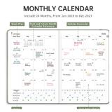 LOAPEM 2026-2027 Monthly Planner, Jan 2026 - Dec 2027, Medium Size (5.7\" x 8.3\"), 2026-2027 Calendar, 24 Self-adhesive Monthly Tabs, Leather Hardcover, 100 GSM Thick Paper (Light Green)