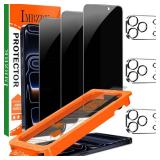 IMBZBK [Auto-Dust Removal] 3 Pack Privacy Screen Protector for iPhone 17 Pro [6.3 INCH] Anti Spy Private Accessories, Case Friendly Film, Military Grade Tempered Glass 3 Camera Lens Protector