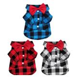 Tongcloud 1 Pack Plaid Puppy Cat Shirt - Cute Dog & Cat Shirts for Extra Large Dogs & Cats - Birthday Party & Holiday Photo Gray + White