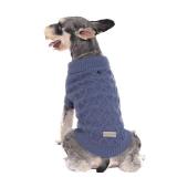 MengMengDa Small Dog Warm Winter Sweater Pet Clothes Knitwear for Small to Medium Breeds Dog Outfits (Dark Blue S)