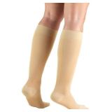 Truform 20-30 mmHg Compression Stockings for Men and Women, Knee High Length, Closed Toe, Beige, X-Large