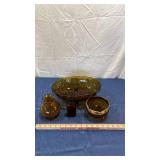 Amber Glass Serving Bowl Set