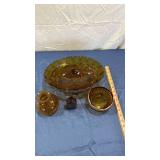 Amber Glass Serving Bowl Set
