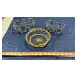 Woven Wire Baskets and Metal Display Stand Set
