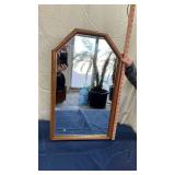 Octagonal Wall Mirror with Wood Frame