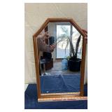 Octagonal Wall Mirror with Wood Frame