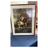 Dutch Still Life Floral Print in Dark Wood Frame