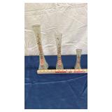 Frosted Glass Bud Vases with Hand-Painted Flowers