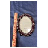 Decorative Burgundy Enamel Picture Frame with Crystals