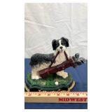 Border Collie Cast Iron Doorstop with Golf Club