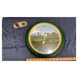 Golf Course Wall Clock with Golf Bag Display Stand for business cards