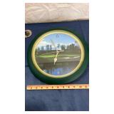 Golf Course Wall Clock with Golf Bag Display Stand for business cards