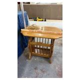 Oak Magazine Rack Side Table with Adjustable Lamp