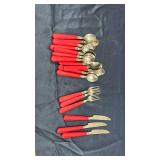 Red Handle Flatware Set