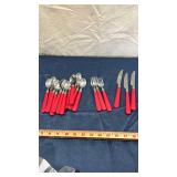 Red Handle Flatware Set