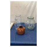 Glass Storage Jars and Brown Ceramic Pot Collection