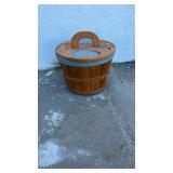 Wooden Sewing Basket with Blue Heart Patches
