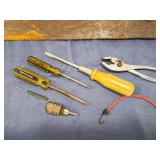 Mixed Tool Lot with Hand Saw and Measuring Tools