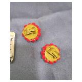 Costume Jewelry Collection - Red Beaded Clips and Brooches