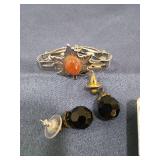 Costume Jewelry Collection - Red Beaded Clips and Brooches