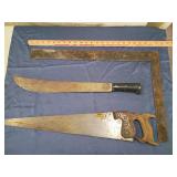 Hand Saw machete and square