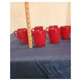 Set of 7 Red Correll Coffee Mugs