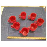Set of 7 Red Correll Coffee Mugs