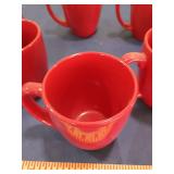 Set of 7 Red Correll Coffee Mugs
