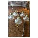 5-Light Brass Chandelier with Shell Glass Shades