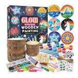 klmars Kids Wooden Painting Kit-Glow in The Dark-Arts & Crafts, 2 Pack