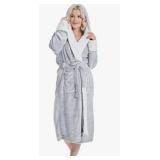 Istylish Womens Plush Hooded Robe, Shimmer Purple, Medium