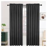 SMILETIME Dark Grey 63in Long Velvet Curtains with Rod Pocket, Set of 2 Panels, 52 x 63 Inches Long